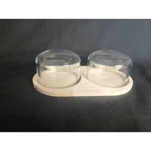 Target Horizon Cloche Cheese Board Tray with 2 Glass Dome Lids Charcuterie